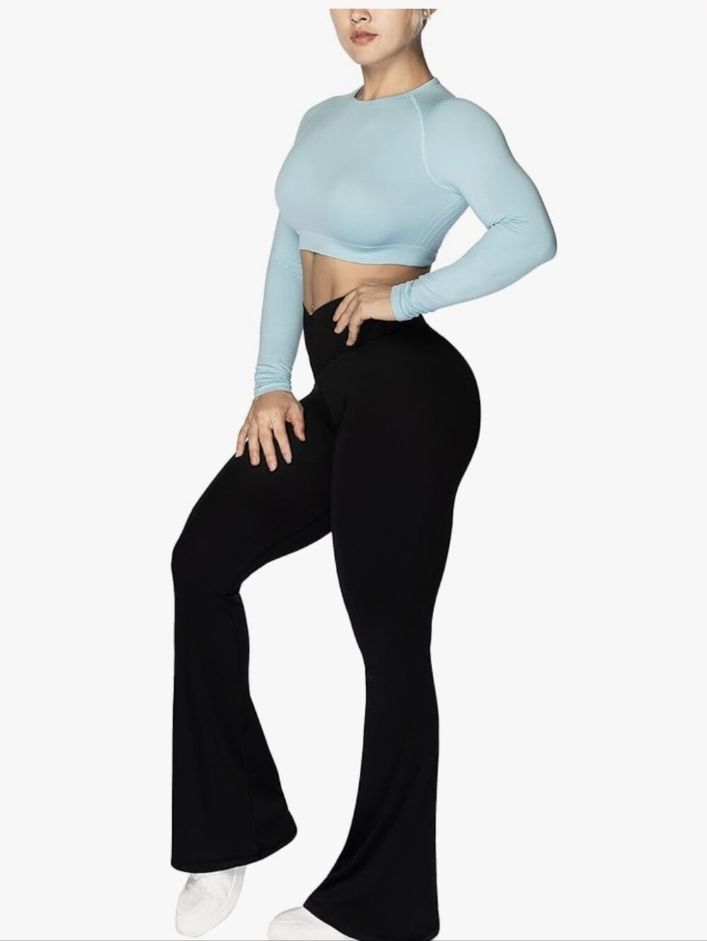 Sunzel Cross High-Waist Black Flared Yoga Leggings - Women Size Xl Like New